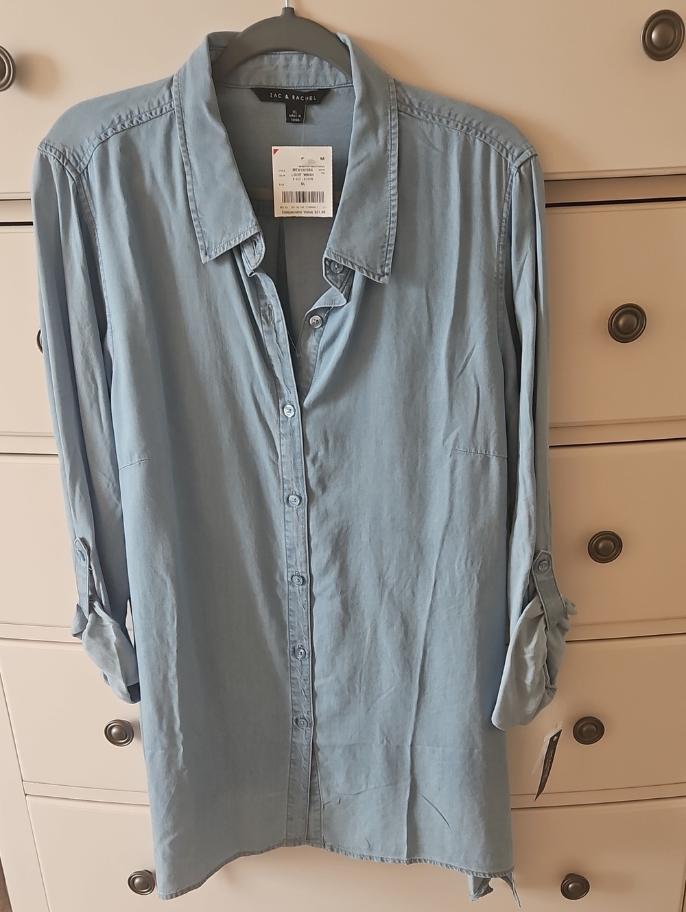 Zac & Rachel Light Blue Women's Button-Down Shirt XL
